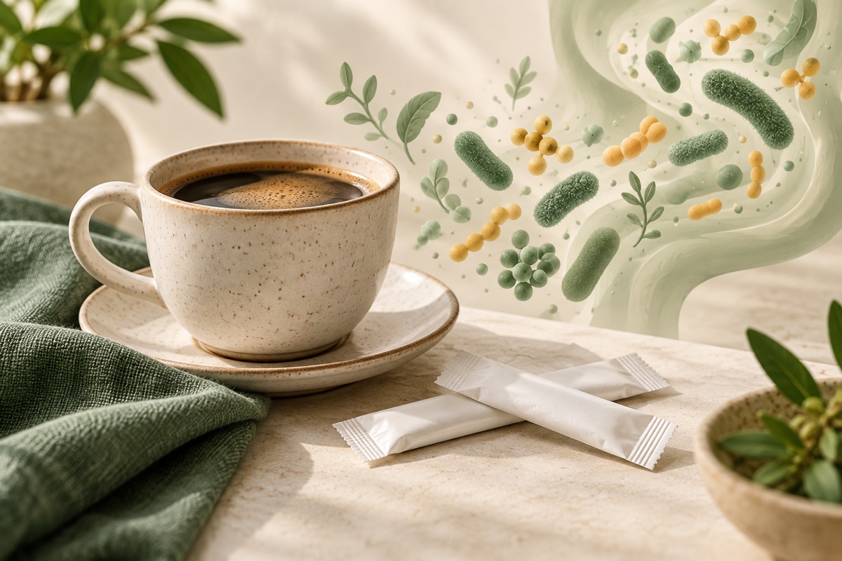 AI-generated representative illustration: Sweeteners and gut bacteria may have a more complex relationship