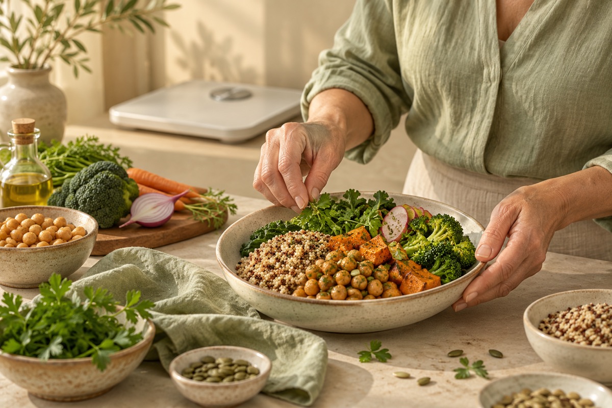 Imagen ilustrativa generada con IA: Cambios de peso en la menopausia: se estudió la alimentación en su conjunto, no un solo alimento